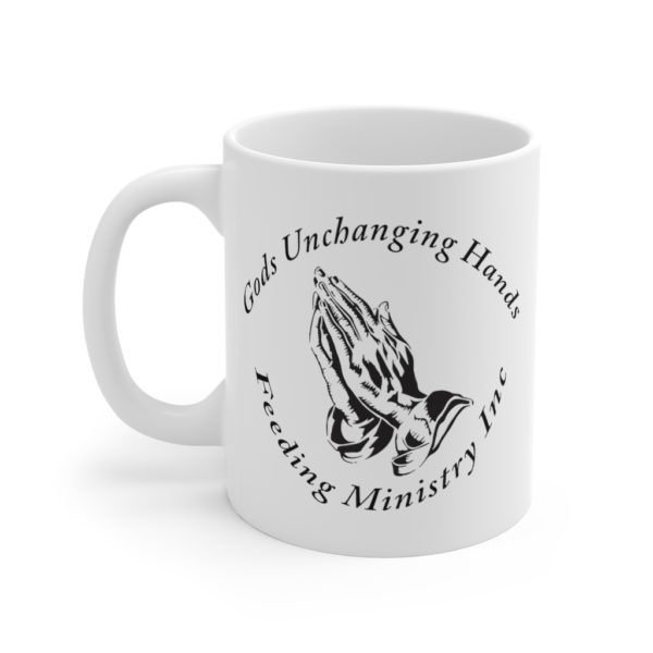Unchanging Ministry 11oz White Mug (Black Hands) - Image 3
