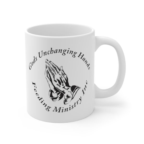 Unchanging Ministry 11oz White Mug (Black Hands) - Image 4