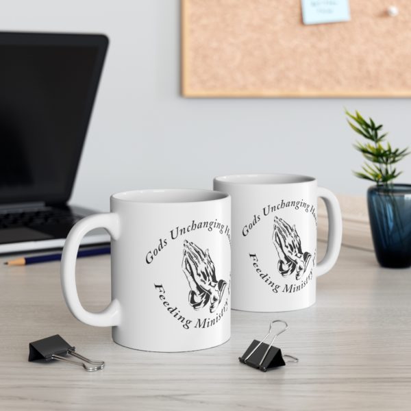 Unchanging Ministry 11oz White Mug (Black Hands) - Image 5